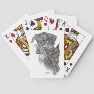Jeu De Cartes Deux Chiens Pinscher Doberman Jouant Des Cartes