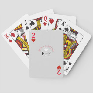 Jeu De Cartes deux coeurs amour mariage monogramme