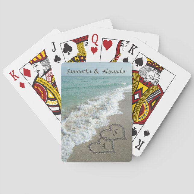 Jeu De Cartes Deux Coeurs de sable sur la plage Mariage (dos)