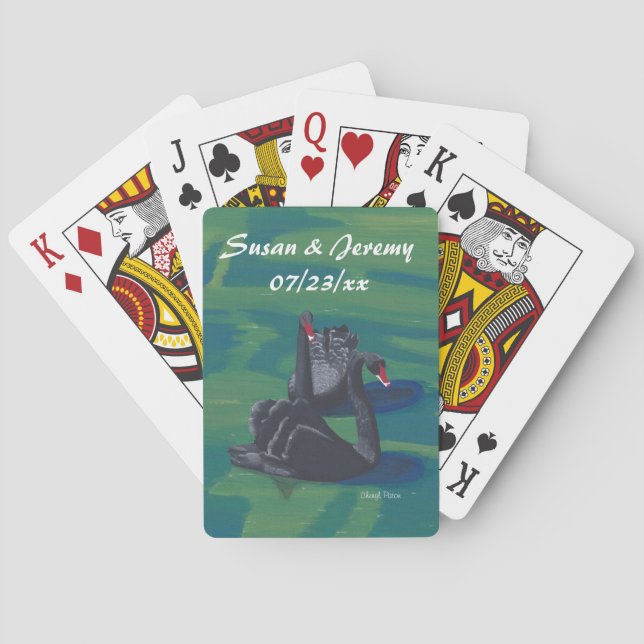Jeu De Cartes Deux Cygnes Noirs Mariage Carte de jeu (dos)