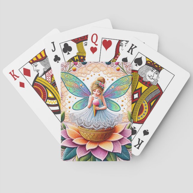 Jeu De Cartes Deux illustrations colorées de la fée d'été (dos)