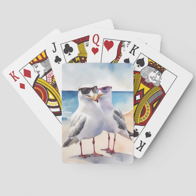 Jeu De Cartes Deux Mignons Mouettes En Amour (dos)