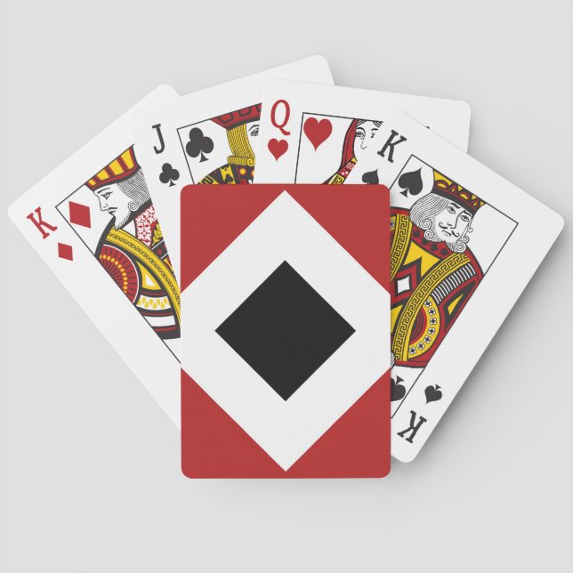 Jeu De Cartes Diamant noir, Bordure en blanc gras sur Rouge (dos)