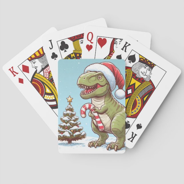 Jeu De Cartes Dinosaure sucre de canne de Noël mignon (dos)
