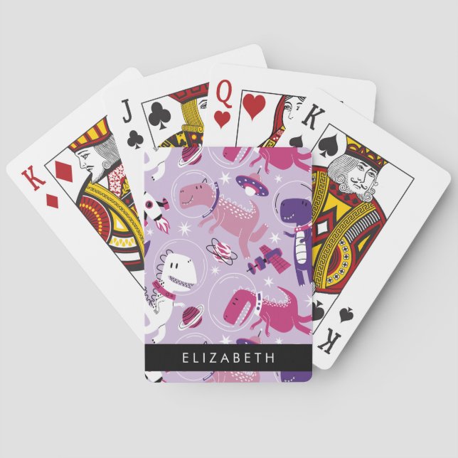 Jeu De Cartes Dinosaures Spatiaux, Dinosaures Mignons, Étoiles,  (dos)