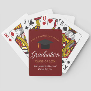 Jeu De Cartes Diplôme d'or rouge personnalisé 2023 Cadeau aux di