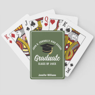 Jeu De Cartes Diplômé Vert de l'Armée Personnalisé pour la Cérém