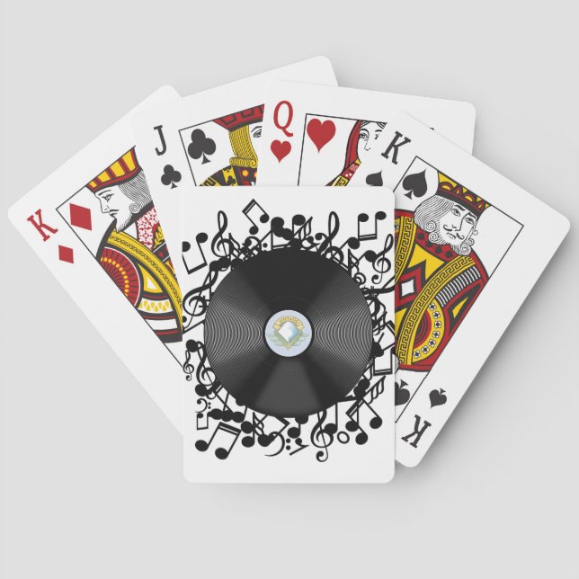 Jeu De Cartes Disque vinyle ancien et notes de musique (dos)