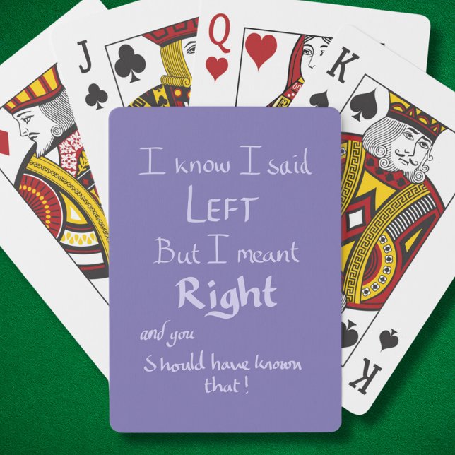 Jeu De Cartes Dit Gauche Drôle Conduite Argument Citation Violet (Funny driving directions joke purple playing cards fun car humor gifts for her)