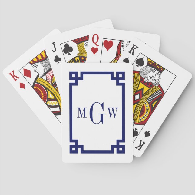 Jeu De Cartes do-it-yourself Arrière - plan Clé grecque Marine B (dos)