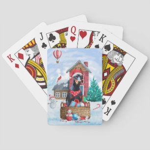Jeu De Cartes Doberman Chien dans la neige Maison de Chien de No