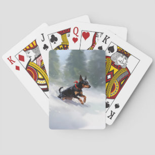 Jeu De Cartes Doberman Pinscher Noël neige hiver