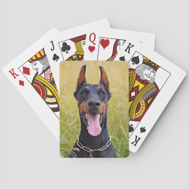 Jeu De Cartes Doberman Pinscher noir et tan (dos)
