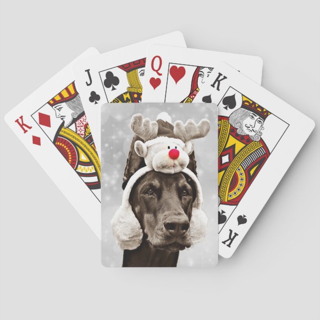 Jeu De Cartes Doberman Pinscher Winter Portrait (dos)