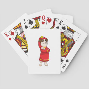 Jeu De Cartes Dog as Firefighter with Helmet