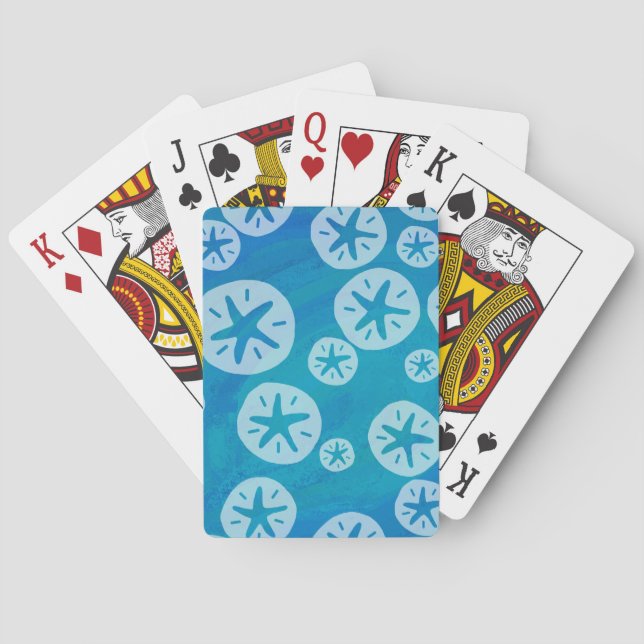 Jeu De Cartes Dollar de sable blanc et Motif bleu (dos)