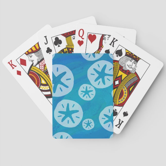 Jeu De Cartes Dollar de sable blanc et Motif bleu (dos)