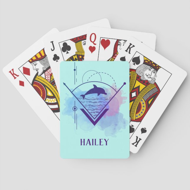 Jeu De Cartes Dolphin géométrique moderne Personnalisé (dos)