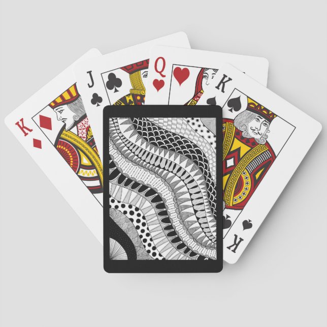 Jeu De Cartes Doodle Zen Motif noir et blanc (dos)