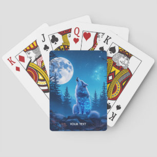 Jeu De Cartes Double exposition de loup mignon Imaginaire