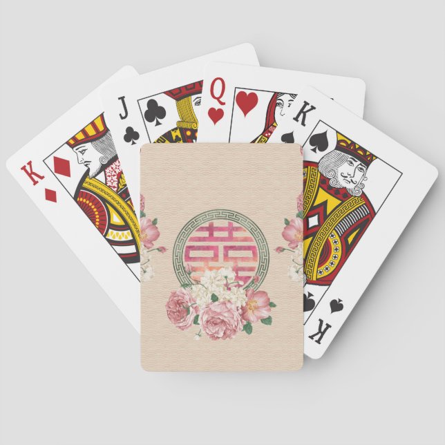 Jeu De Cartes Double symbole de bonheur sur le motif doux de (dos)