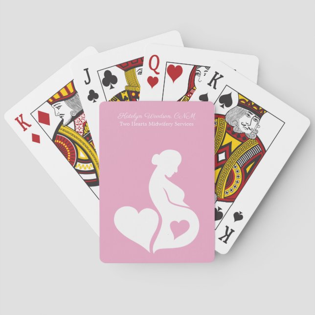 Jeu De Cartes Doula sage-femme ou OBGYN belle rose personnalisée (dos)