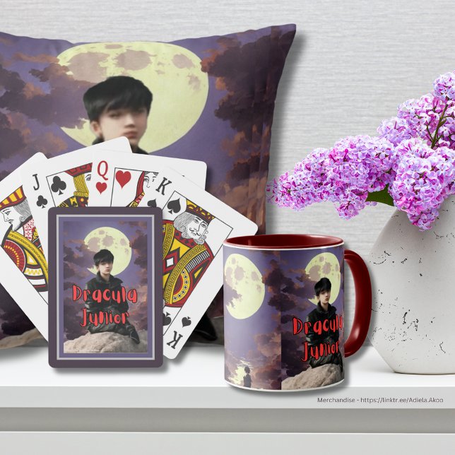 Jeu De Cartes Dracula Junior - (DJ Cards, Throw Pillow & Mug by Poet Adiela Akoo - shop my merchandise now for more great gift ideas)