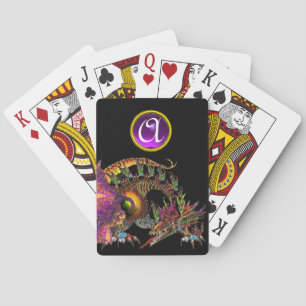 JEU DE CARTES DRAGO / DRAGON D'OR IMAGINAIRE EN PURPLE ET NOIR