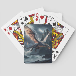 Jeu De Cartes Dragon au-dessus du château.