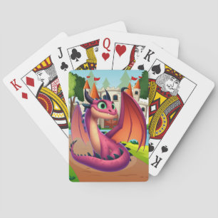 Jeu De Cartes Dragon de dessin animé mignon violet/rouge