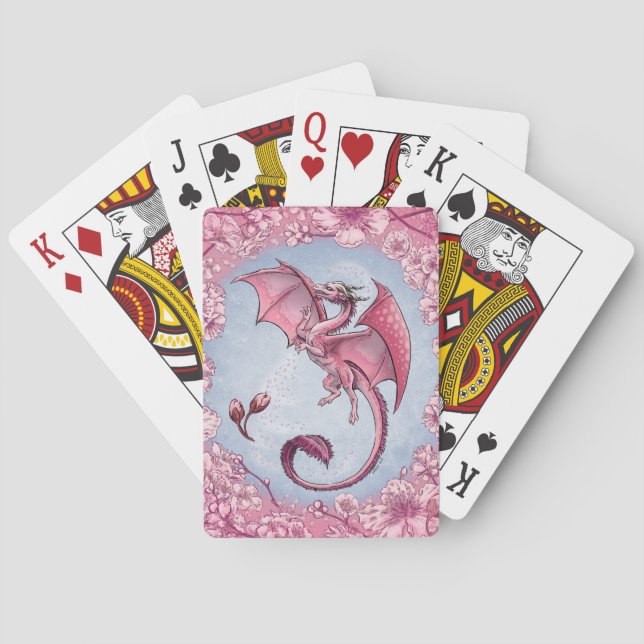 Jeu De Cartes Dragon rose du printemps Nature Imaginaire Art (dos)