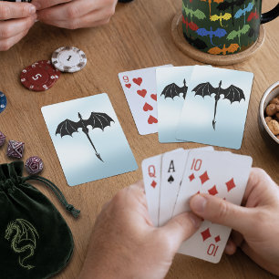Jeu De Cartes Dragon Tribal de Vol Noir Fantastique Ciel Bleu