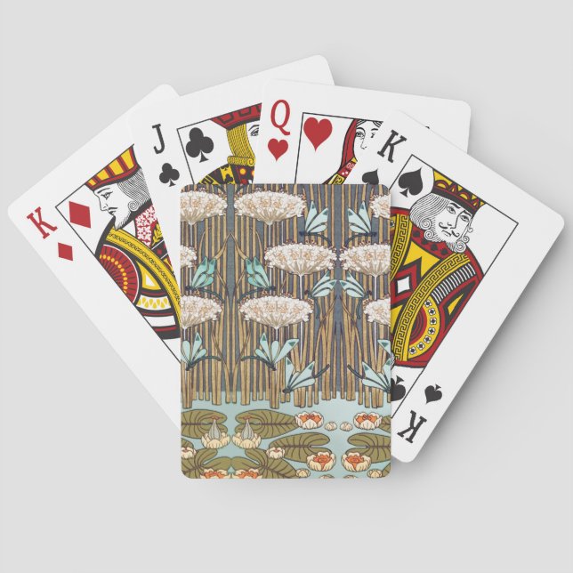 Jeu De Cartes Dragonflies Water Lilies Marais Art Nouveau (dos)