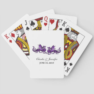 Jeu De Cartes Dragons Élégants Violets Jouant Des Cartes