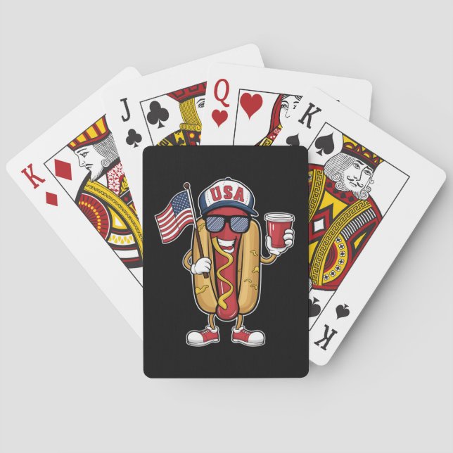 Jeu De Cartes Drapeau 4 juillet Hotdog Funny Patriotique USA (dos)