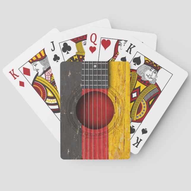 Jeu De Cartes Drapeau allemand sur la vieille guitare acoustique (dos)