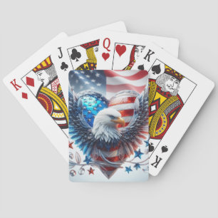 Jeu De Cartes Drapeau américain, aigle du coeur et du chauve-sou
