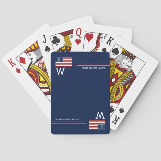 Jeu De Cartes Drapeau américain américain personnalisé (dos)