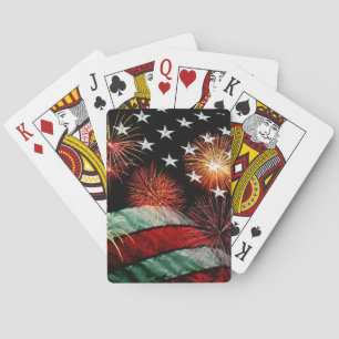 Jeu De Cartes Drapeau américain avec des feux d'artifice