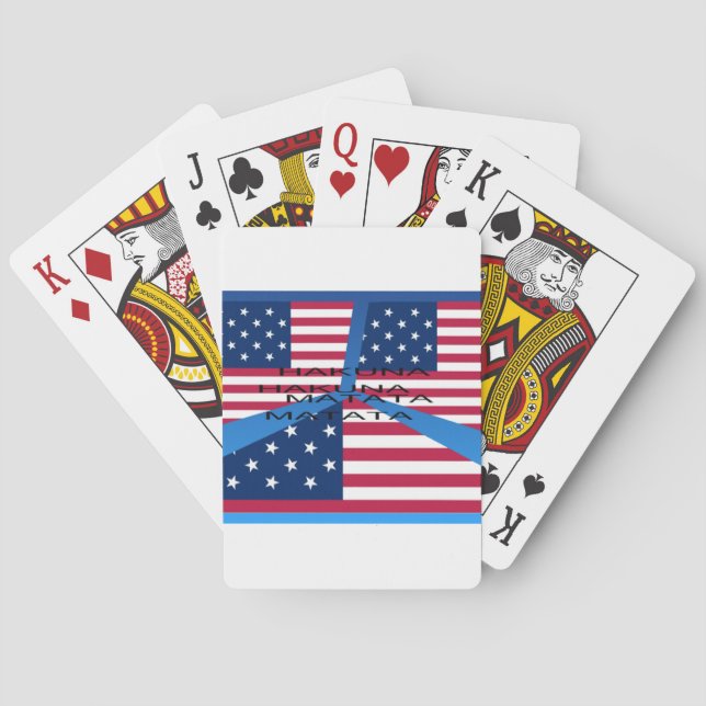 Jeu De Cartes Drapeau américain avec Hakuna Matata : Design patr (dos)