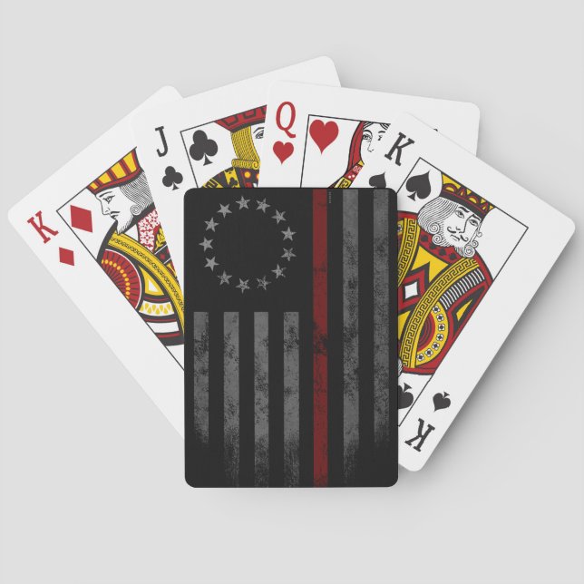 Jeu De Cartes Drapeau américain Betsy Ross Red Line (dos)