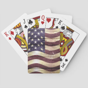 Jeu De Cartes Drapeau américain bois Vintage