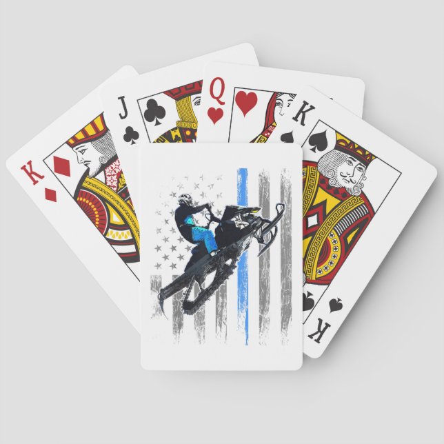 Jeu De Cartes Drapeau Américain Chemise Motoneige Hommes Motonei (dos)