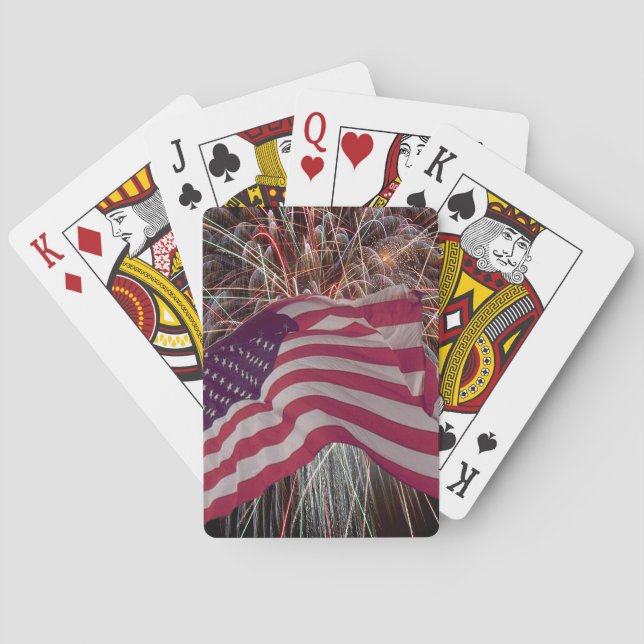 Jeu De Cartes Drapeau américain et feux d'artifice (dos)
