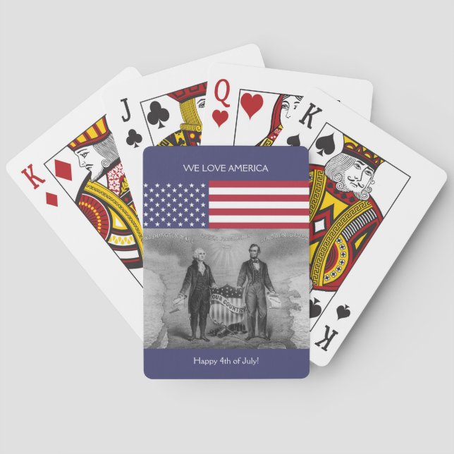 Jeu De Cartes Drapeau américain George Washington Abraham Lincol (dos)
