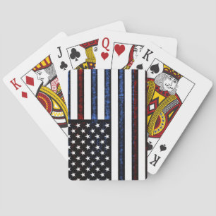 Jeu De Cartes Drapeau américain Patriotique Rouge Bleu Bleu
