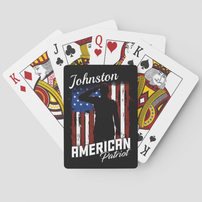 Jeu De Cartes Drapeau américain personnalisé Patriot Soldier USA (dos)