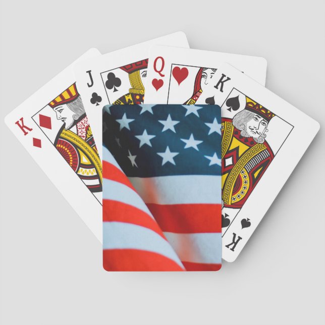 Jeu De Cartes Drapeau américain rouge blanc et bleu (dos)