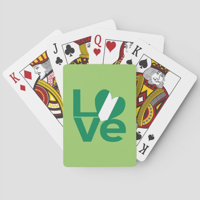 Jeu De Cartes Drapeau de coeur de l'amour vert nigérian (dos)