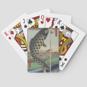 Jeu De Cartes Drapeau de fête du poisson Koi Hiroshige japonais